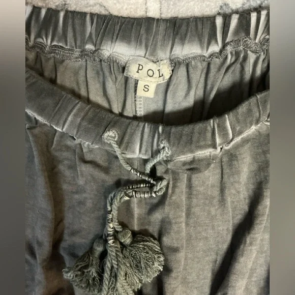 POL Charcoal Gray Elastic Shorts with Lace Trim and Tassel Detail - Picture 2 of 9